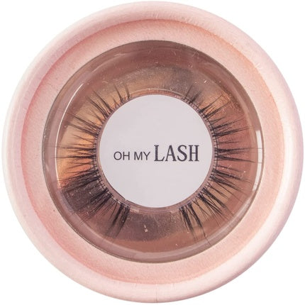 OH MY LASH Black Faux Mink False Strip Eyelashes Winged Look in Pink Cardboard Reusable Lashes Case Individual Dreamy