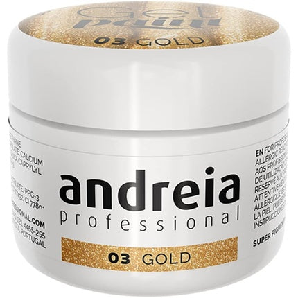 Andreia Professional Nail Art Design Gel Paint Pots Highly Pigmented Intense Colour No Flow High Viscosity UV Gel Paint for DIY Manicure Vegan 4g 03 Gold