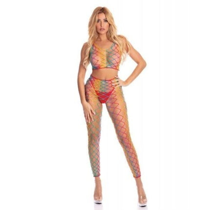 Rosa Lippenstift Roy G. Biv Bodystocking Rainbow O/S