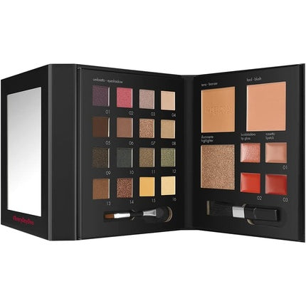 Deborah Milano Make Up Book Volume 2 Warm Tone Gift Bag FSC Paper with Eyeshadow, Lipstick, Gloss and Powders in Different Finishes and Colors