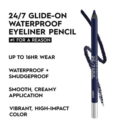 Urban Decay 24/7 Glide-On Waterproof Eyeliner Pencil Smudge-Proof 16HR Wear Long-Lasting Ultra-Creamy Blendable Formula Sharpenable Tip Sabbath Deep Navy Matte