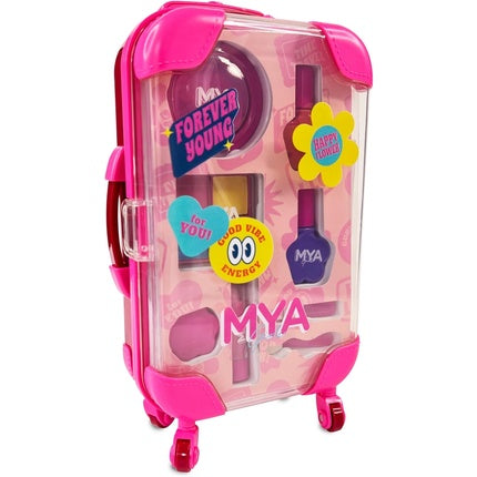 MYA Girls Makeup for Girls Children's Makeup Case with Eye Shadows Blushes Lip Glosses Brushes and Nail Polishes