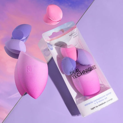 Real Techniques Sunrise To Sunset Miracle Complexion Sponge + 3 Minis Kit 4 Piece Set