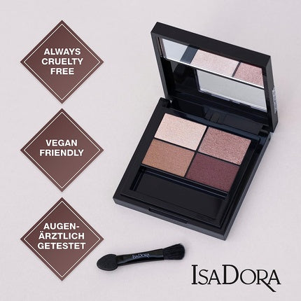 IsaDora Quartet Eyeshadow Palette for Flawless Eye Makeup - VEGAN - Stunning Makeup Set with Four Eyeshadows - Chic Neutrals