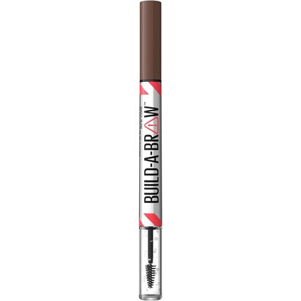 Maybelline New York Build A Brow 2 in 1 Brow Pen and Sealing Gel Real-looking Fuller Brows Waterproof Sweat and Smudge-resistant 24H Wear Vegan Formula Shade 257 Medium Brown