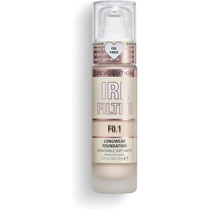 Makeup Revolution IRL Filter Longwear Foundation Medium to Full Coverage Matte Finish 16 Hour Wear F0.1 Fair To Light Skin Tones 23ml