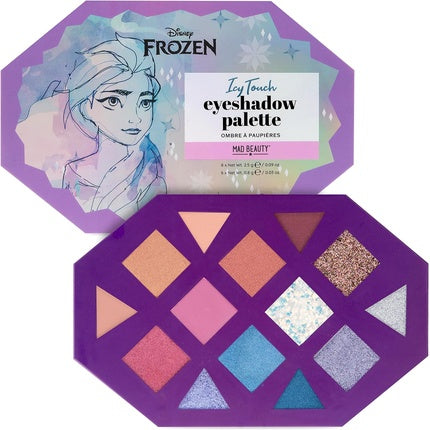 MAD BEAUTY Disney Frozen Elsa Icy Touch Eyeshadow Palette 10th Anniversary 14 Shades with Glitter Toppers Cosmetic Gifts