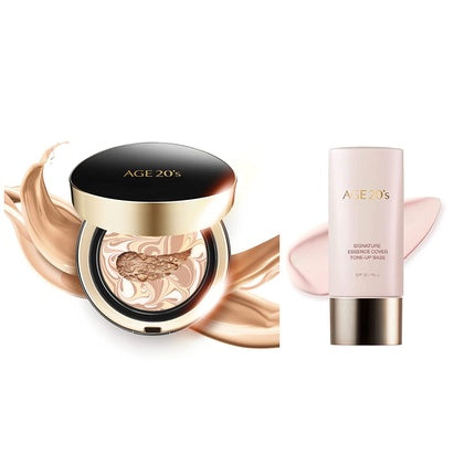 AGE 20's Signiture Foundation Cushion Pact #13 Ivory with Pink Tone Up Base Makeup Set