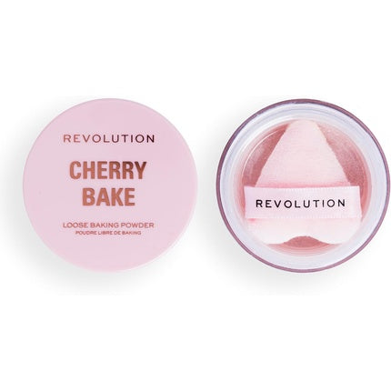Makeup Revolution Y2K Baby Cherry Bake Loose Powder & Puff Face Baking Powder with Applicator Universal Shade Cherry Pink 3.2g