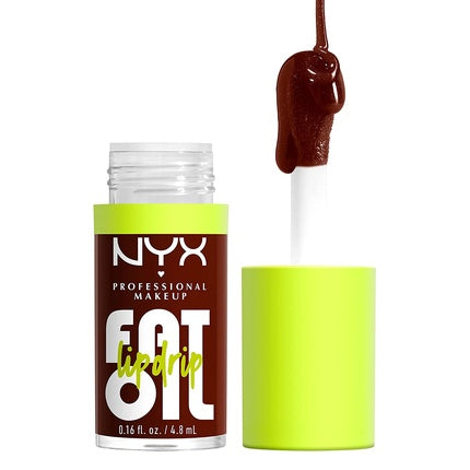 NYX Professional Makeup Fat Oil Lip Drip Moisturizing Vegan Tinted Lip Gloss - Status Update Rich Chocolate