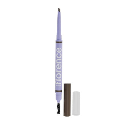 Florence by Mills Tint n' Tame Eyebrow Pencil Angled Tip for Precise Build in Spoolie Brush Smooth Seamless Application Hydrates Dark Brown Vegan Cruelty-Free