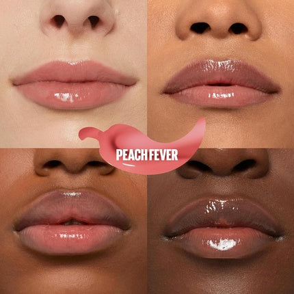 Maybelline New York Lifter Plump Lip Gloss Lasting Plump Heated Formula with Hyaluronic Acid and Chilli Pepper XL Wand Vegan Formula Shade 005 Peach Fever