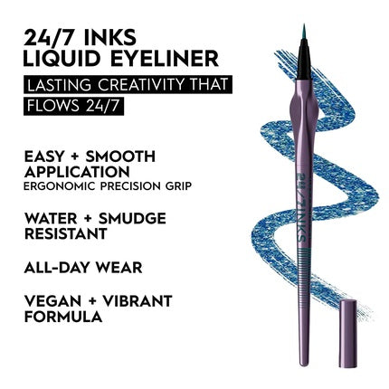 Urban Decay 24/7 Inks Liquid Eyeliner Pen Water-Resistant Smudge-Resistant Vegan Formula Precision Tip with Ergonomic Grip Deep End Deep Teal Shimmer