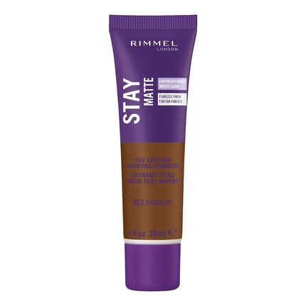 Rimmel London Stay Matte Liquid Mousse 305 Buff Foundation Lightweight Shine Control Oil-Free 1oz Chocolate 1 Fl Oz