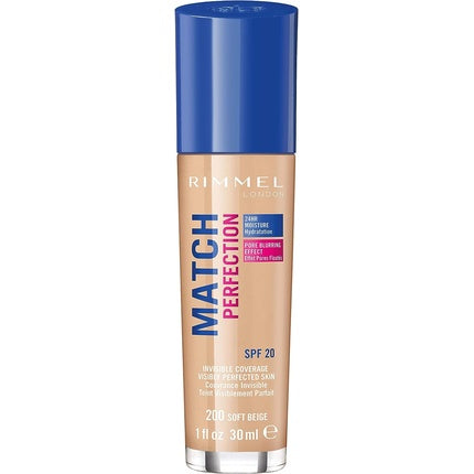 Rimmel Match Perfection Spf20 Foundation Adapted To Skin 200 Soft Beige 30ml