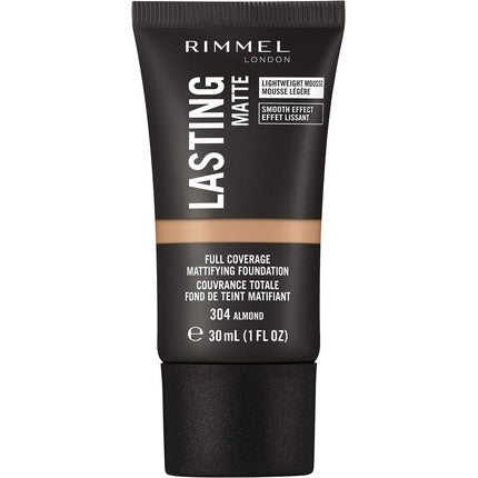 Rimmel Lasting Matte Full Coverage Lightweight Foundation 30ml 304 Almond
