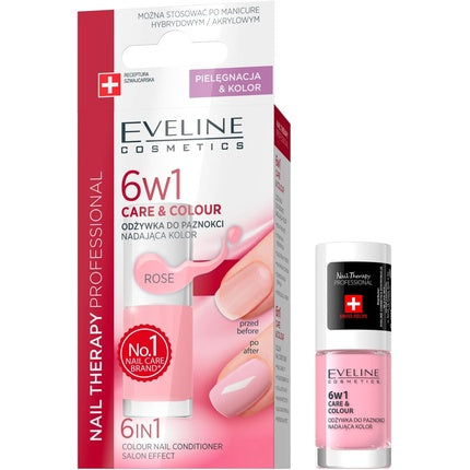 Eveline Cosmetics Nail Therapy Care & Colour Nail Conditioner 6 in 1 Rose 5ml