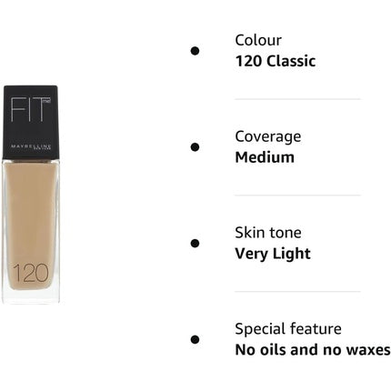 Maybelline Fit Me Luminous + Smooth Foundation - 120 Classic Ivory, 30ml