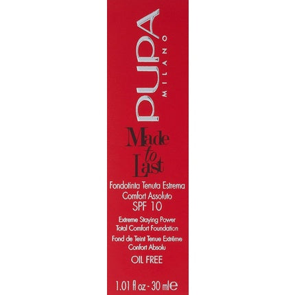 PUPA Milano Made To Last Foundation 30ml Porcelain