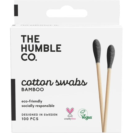The Humble Co. Natural Cotton Swabs Black Biodegradable Eco-Friendly Vegan Perfect for Ears Makeup Pet care and Cleaning 100 Swabs