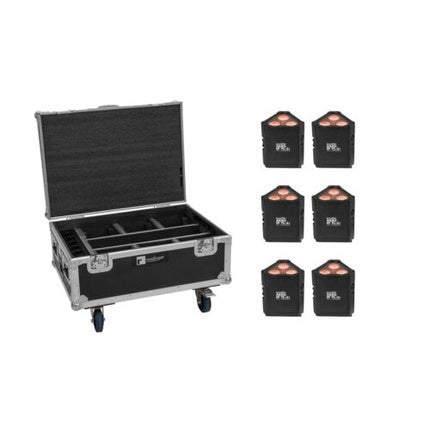 Eurolite Set of 6 Battery IP TL-3 QCL with Case and Wheels