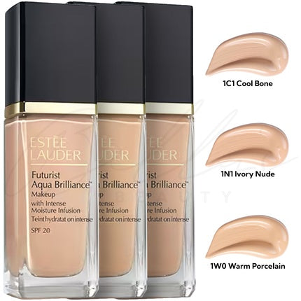 Estee Lauder Futurist Aqua Brilliance Liquid Foundation 1W0 Warm Porcelain