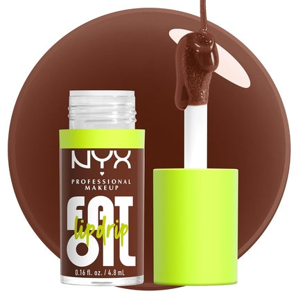NYX PROFESSIONAL MAKEUP Fat Oil Lip Drip Moisturizing Shiny Vegan Tinted Lip Gloss Livin the Cream Dusty Brown 0.16 Fl Oz