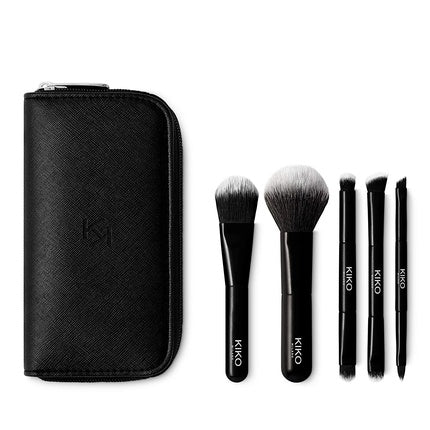 Kiko Milano Travel Brush Set with Pouch and 5 Professional Brushes