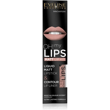 Eveline Oh My Lips Liquid Matte Lipstick & Contour Lip Liner 4.5ml In 08 Lovely Rose