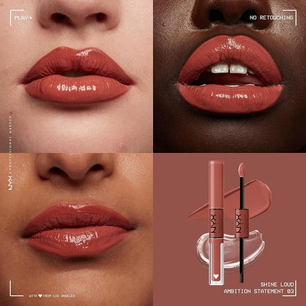 Nyx Shine Loud High Shine Lip Color Liquid Lipstick Tone 03 Ambition Statement 6.5ml