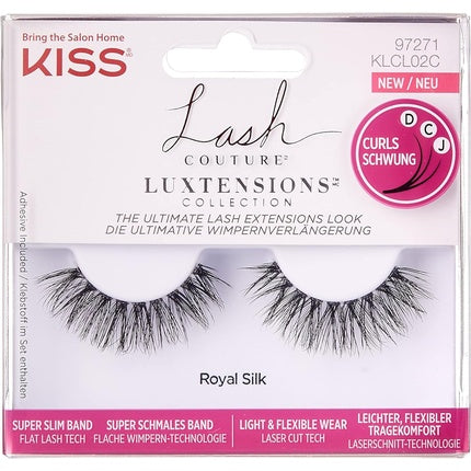 KISS Lash Couture LuXtensions Collection Royal Silk Fake Lashes with Super Slim Band and Lash Glue 1 Pair