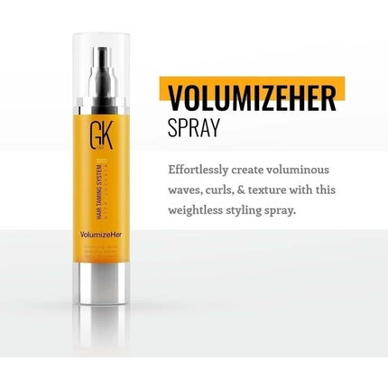 Global Keratin GK HAIR VolumizeHer Spray 100ml Heat Protection Spray for Hair Repair Dry Damaged Anti Frizz Hair Spray Professional Look for Men and Women of All Hair Types