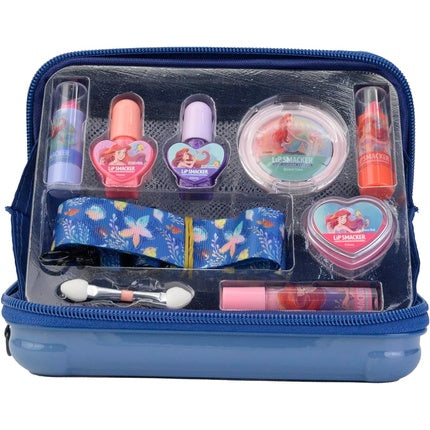 Lip Smacker Ariel Travel-Ready Beauty Case All-in-One Makeup Gift Set with Shimmer Creamy Palettes Lipsticks and Nail Polishes for Kids Princess Look On-The-Go Accessories Included