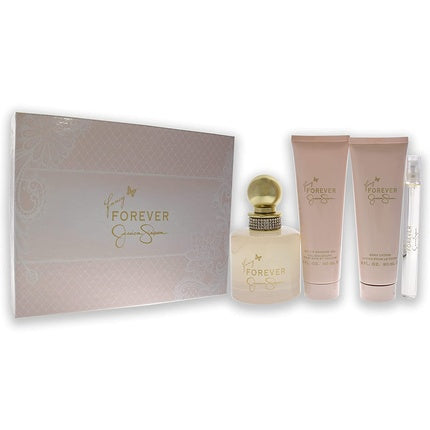 Jessica Simpson Fancy Forever Women 4 Piece Gift Set - 3.4oz EDP Spray, 3oz Body Lotion, 3oz Shower Gel