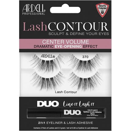 Ardell Lash Contour 370 Center Volume Dramatic Eye-Opening Effect with DUO Lash It Line It Adhesive Black 2 Pairs