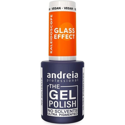 Andreia Professional Semi-Permanent Nail Gel Polish Kaleidoscope Glass Effect Collection Colour KL5 Glass Effect Translucent Orange 10.5ml