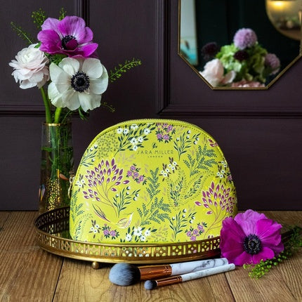 Sara Miller Beauty Haveli Garden Medium Green Cosmetic Wash Hand Bag Toiletries & Beauty Essentials Vegan Leather Printed Travel Gift