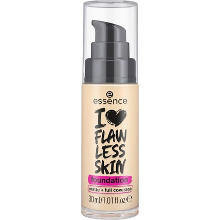 essence I LOVE FLAWLESS SKIN Foundation No. 20 Long-lasting Mattifying Instant Result Matt Vegan Oil-free UVA and UVB Filter + SPF 20 Fragrance-free 30ml