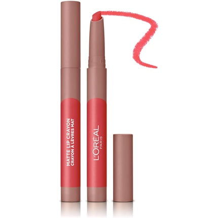 L'Oreal Paris Infallible Very Matte Lip Crayon Lipstick Smudge Proof Pink Lipstick 108 Hot Apricot