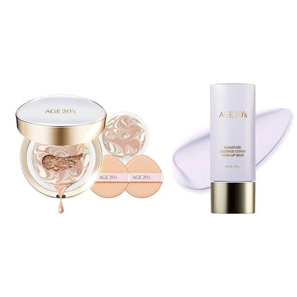 AGE 20's Long Stay Foundation Cushion Pact #23 Medium Beige with Purple Tone Up Base