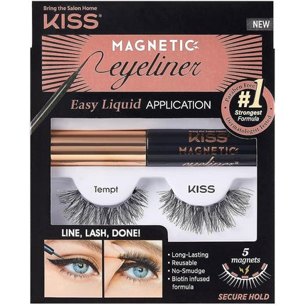 KISS Magnetic Lash Collection Eyeliner &amp; Lash Kit 1 Pair of False Eyelashes and Magnetic Eyeliner Tempt