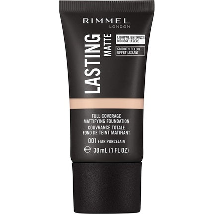Rimmel Lasting Matte Full Coverage Lightweight Foundation 30ml 001 Fair Porcelain
