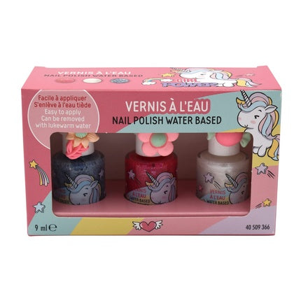 Girl Power Water-Based Nail Polish Set White Glitter Pink Glitter Blue Glitter Ring Children Manicure Pedicure 9ml TAKE CARE - Pack of 3