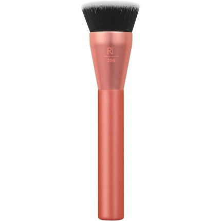 Real Techniques Glow Round Base Makeup Brush for Liquid and Cream Makeup Flat Top Foundation Brush Buffing Blending Coverage Dense Synthetic Bristles Vegan Cruelty Free 1 Count