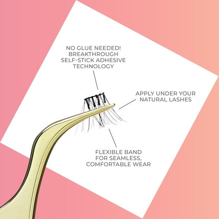 KISS imPRESS False Eyelashes Lash Clusters Falsies Bold Natural 12mm-14mm Includes 12 pieces of pre-bonded lashes Contact Lens Friendly Easy to Apply Reusable Strip Lashes