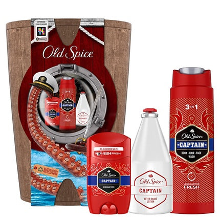 Gift Set of Body Care in Wooden Barrel Captain