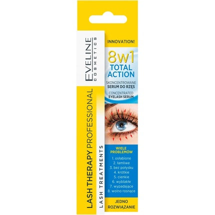 Eveline Cosmetics Eyelash Growth Serum 8in1 10ml Strengthening and Thickening Long Lash Conditioner with Argan Oil and Hyaluronic Acid