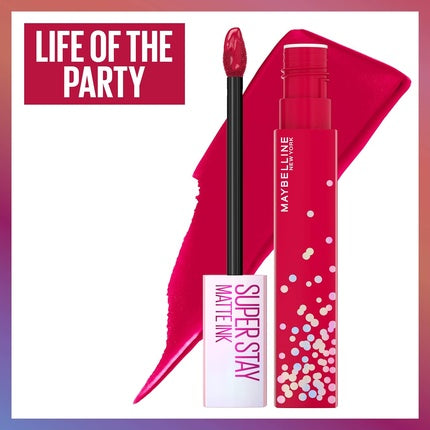 MAYBELLINE New York Super Stay Matte Ink Liquid Lipstick Transfer-Proof Long-Lasting Limited-Edition Birthday Cake-Scented Shades Life of the Party 0.17 Fl Oz