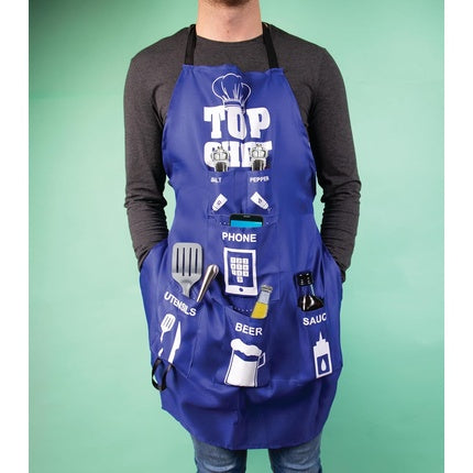 Fizz Creations Novelty Man Apron with 6 Pockets for Utensils, Beer, and Phone