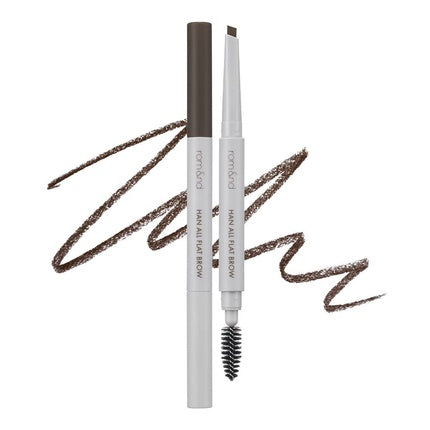 Rom&nd HAN ALL FLAT BROW w1 Gentle Brown Dual-Sided Fine Tip Shapes Defines Fills Brows Natural Makeup Angled Tip Applicator K-Cosmetics